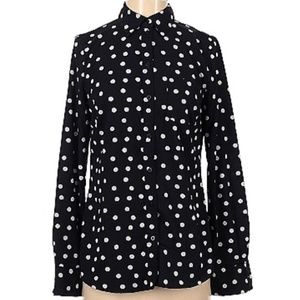 Merona  long sleeve blouse black/white pattern dots